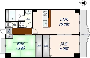 ツカサロイヤルハイツ瓢箪山【4階】の間取り