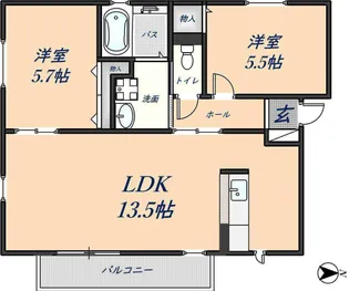 ファミネス横小路【201号室】の間取り