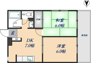 マノアール石切 A棟【101号室】の間取り
