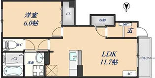 グロースハイツ新石切Ⅰ【1階】の間取り