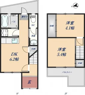 大阪府東大阪市岩田町6丁目【テラスハウス】の間取り