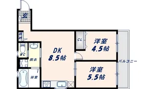 グロースコート弥刀【1階】の間取り