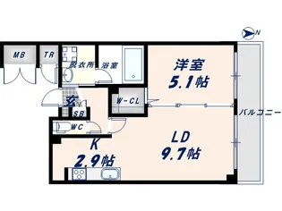 グランディール布施【307号室】の間取り