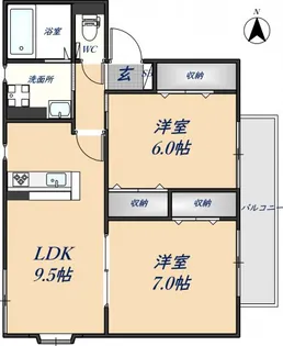 カーサ・ジュネス A【2階】の間取り