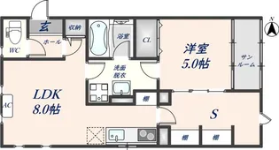 アパートメント玉串東【201号室】の間取り