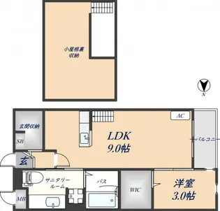 1DKの間取り画像