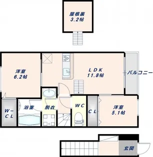カーサルミエールⅡ【205号室】の間取り