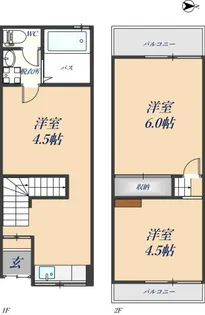 大阪府東大阪市布市町1丁目【一戸建】の間取り