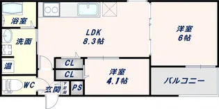 メゾンルシーヌ源氏ケ丘【303号室】の間取り