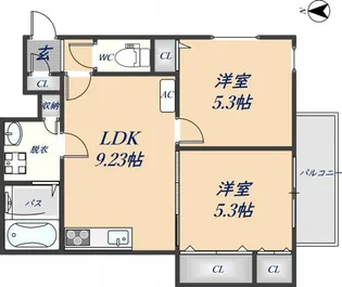 クリエオーレ新鴻池【1階】の間取り