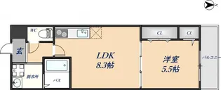 フジパレス駒林Ⅱ【3階】の間取り