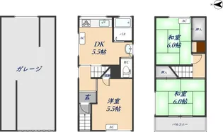 大阪府東大阪市六万寺町1丁目【一戸建】の間取り