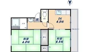 高安グリーンハイツ【206号室】の間取り