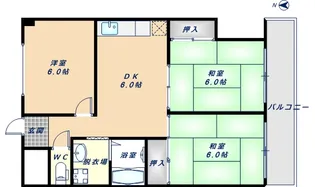 大阪府東大阪市源氏ケ丘【マンション】の間取り