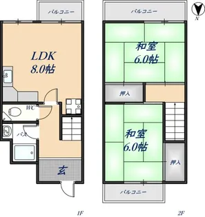 2LDKの間取り画像