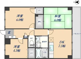 サンローズ吉田【802号室】の間取り