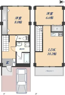大阪府八尾市渋川町6丁目【テラスハウス】の間取り