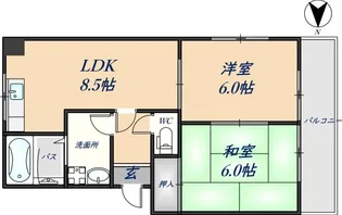 ラルゴ若江【101号室】の間取り