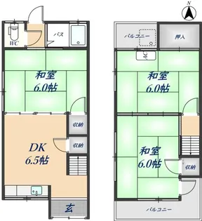 大阪府東大阪市玉串町東3丁目【一戸建】の間取り