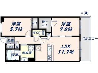 グランルシェル【303号室】の間取り