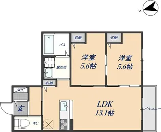 ファヴォリート志紀南【102号室】の間取り