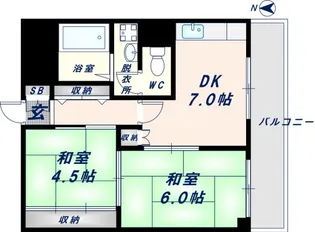 大阪府東大阪市足代1丁目【マンション】の間取り