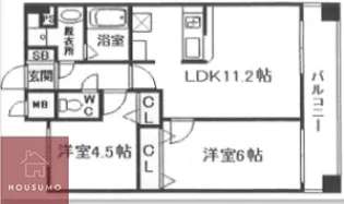 セレッソコートリバーサイドOSAKA【1503号室】の間取り