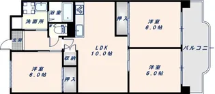 シャトー第3八戸ノ里【1113号室】の間取り