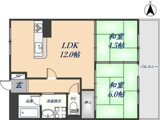 大阪府東大阪市西石切町4丁目【マンション】の間取り