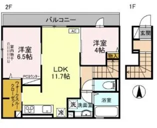 インカウンター【203号室】の間取り