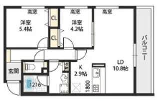 STEADY中桜塚【104号室】の間取り