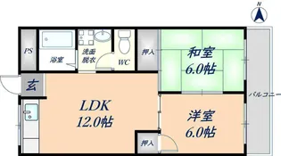 2LDKの間取り画像