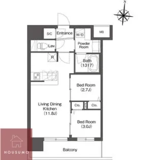 コンフォリア・リヴ新大阪西宮原ソルテラス【1012号室】の間取り