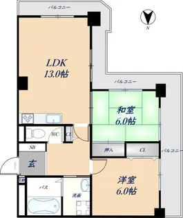 ルルド今米【4階】の間取り