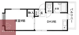 1DKの間取り画像