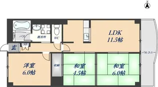 大阪府東大阪市西石切町4丁目【マンション】の間取り