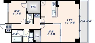 レジディア玉造【6階】の間取り