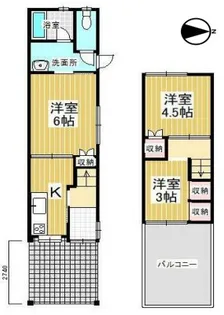 大阪府東大阪市鳥居町【一戸建】の間取り