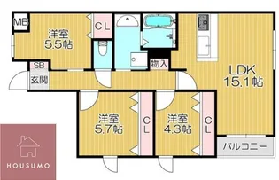 GRAND STEADY桜の町【202号室】の間取り