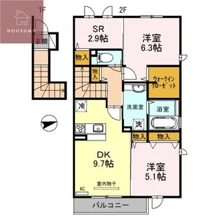 サンディアコート【2階】の間取り