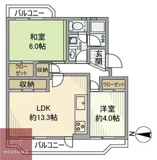 江坂住宅壱号棟  【4階】の間取り