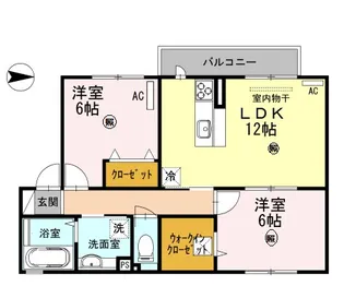 グランシエル【105号室】の間取り