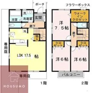 大阪府豊中市宮山町4丁目【テラスハウス】の間取り