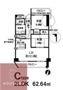 グレンエデン北谷【203号室】の間取り