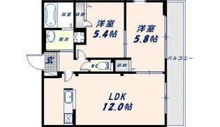 ハイムユカリナグリーン長瀬【1階】の間取り