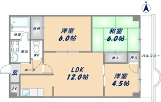 GRAND STEADY八戸ノ里【4階】の間取り