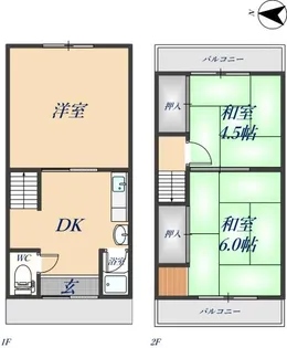大阪府東大阪市上六万寺町【一戸建】の間取り