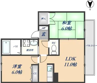 新栄プロパティー恩智Ⅲ【102号室】の間取り