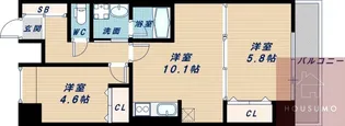 ルーエ江坂【8階】の間取り