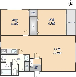 2LDKの間取り画像